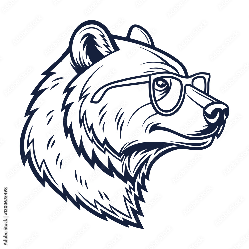 Illustration of a Bear Wearing Glasses and a Collared Shirt Illustration of a Bear Wearing Glasses and a Collared Shirt