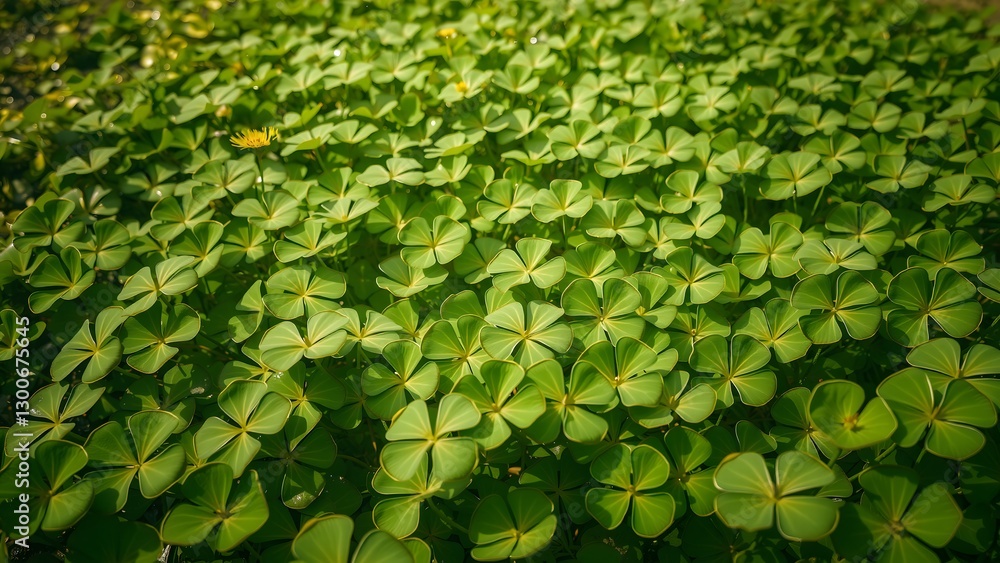 Four-leaf clover on a green shamrock background. clover background Four-leaf clover on a green shamrock background. clover background