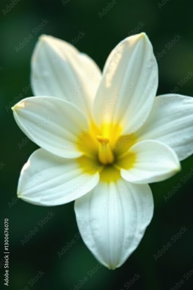 Delicate white petals, yellow stamen Close-up view , vibrant, spa Delicate white petals, yellow stamen Close-up view , vibrant, spa