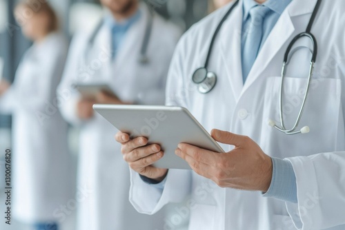Wallpaper Mural Medical Researchers in Lab Coats Using Tablet for Data Analysis Torontodigital.ca