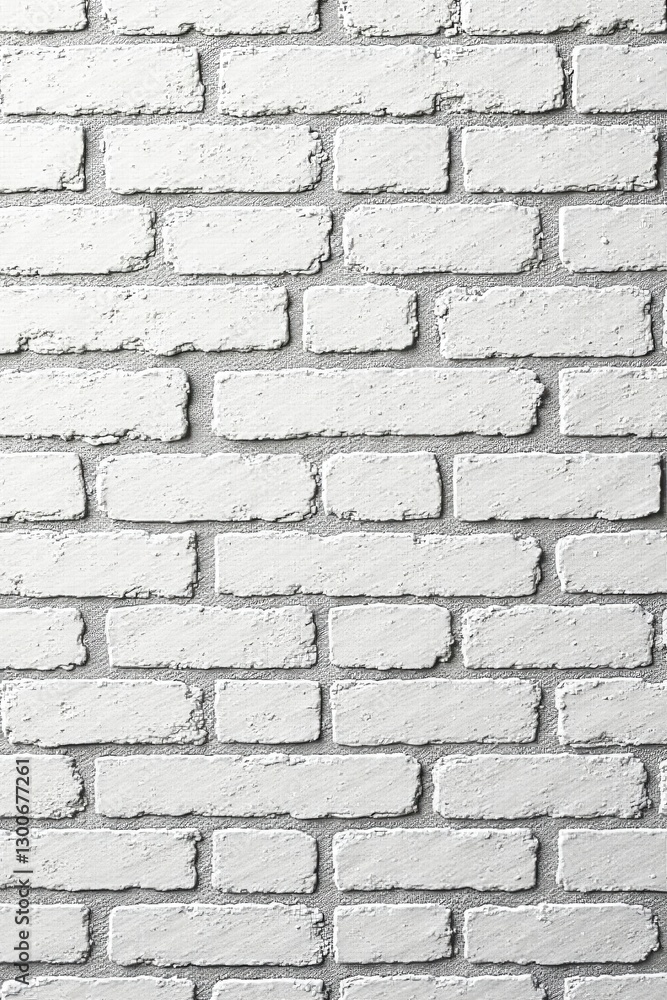 Obraz premium Distressed white brick wall with uneven mortar , uneven, distressed