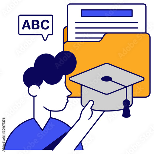 Conceptual flat icon of educational folder