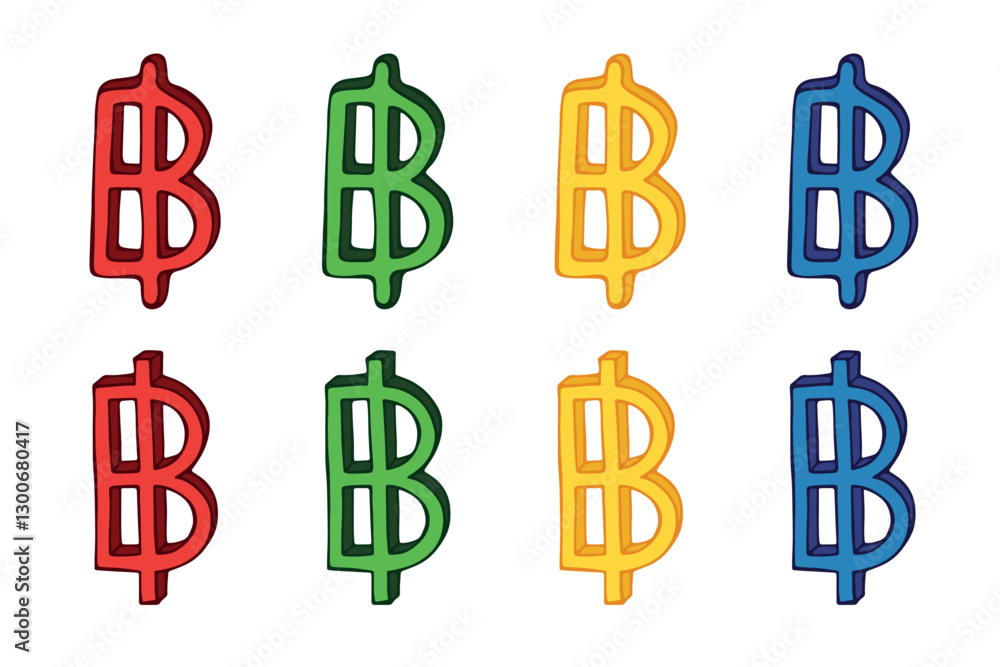 Hand drawn thai baht currency symbol set Brush stroke doodle Single element for design Hand drawn thai baht currency symbol set Brush stroke doodle Single element for design
