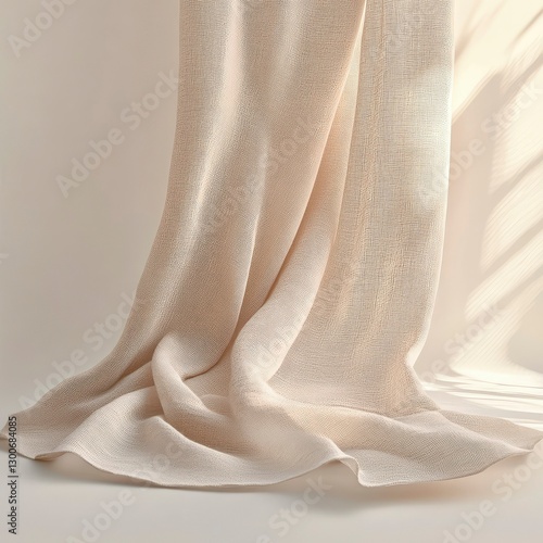 Draped Beige Linen Fabric Texture Background