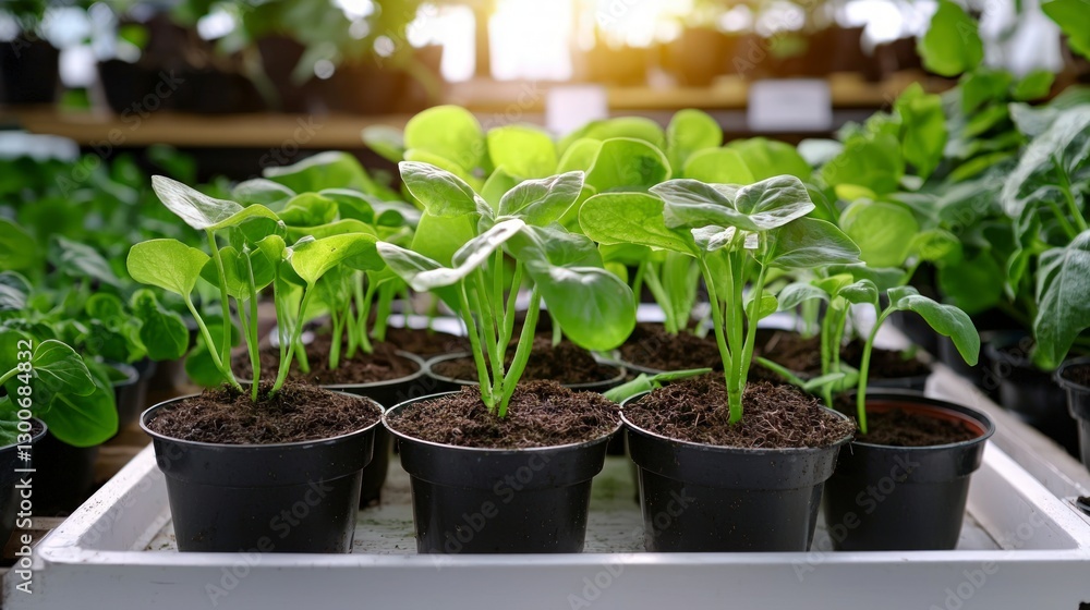 Indoor Gardening Lush Green Seedlings in Pots Indoor Gardening Lush Green Seedlings in Pots