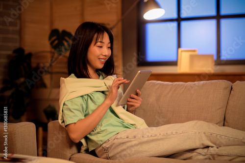 Young asian woman relaxing ...