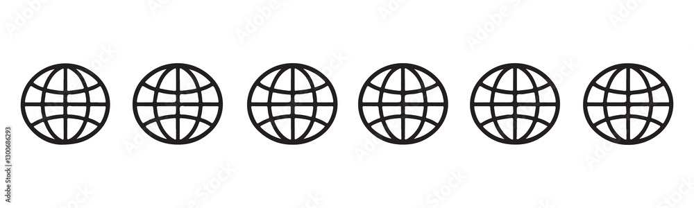 High resolution globe or website icon set isolated on white background High resolution globe or website icon set isolated on white background