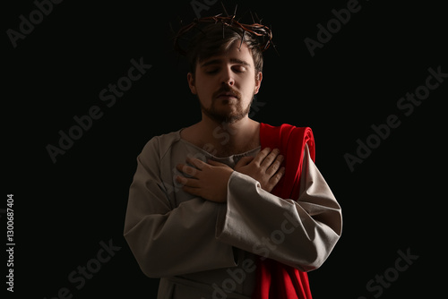 Man in Jesus robe and crown...
