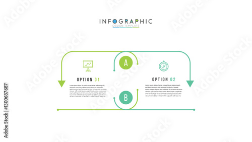 Vector linear infographic. Timeline with 2 option, step down arrows. Can be used for workflow layout, diagram, annual report, web design. Vector business template for presentation.