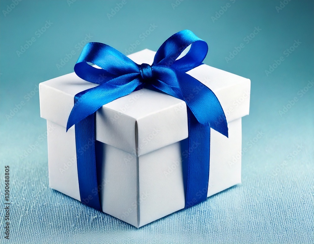 Obraz premium 箱 プレゼント 白い箱 青いリボン