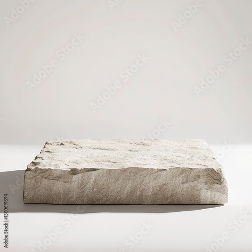 Rough-Hewn Stone Slab, Minimalist Display Platform, Neutral Background