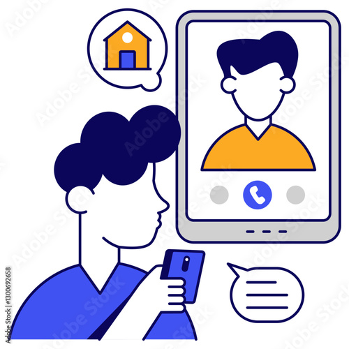 A flat design icon of video call