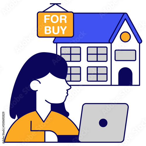 A colored design icon of home for buy