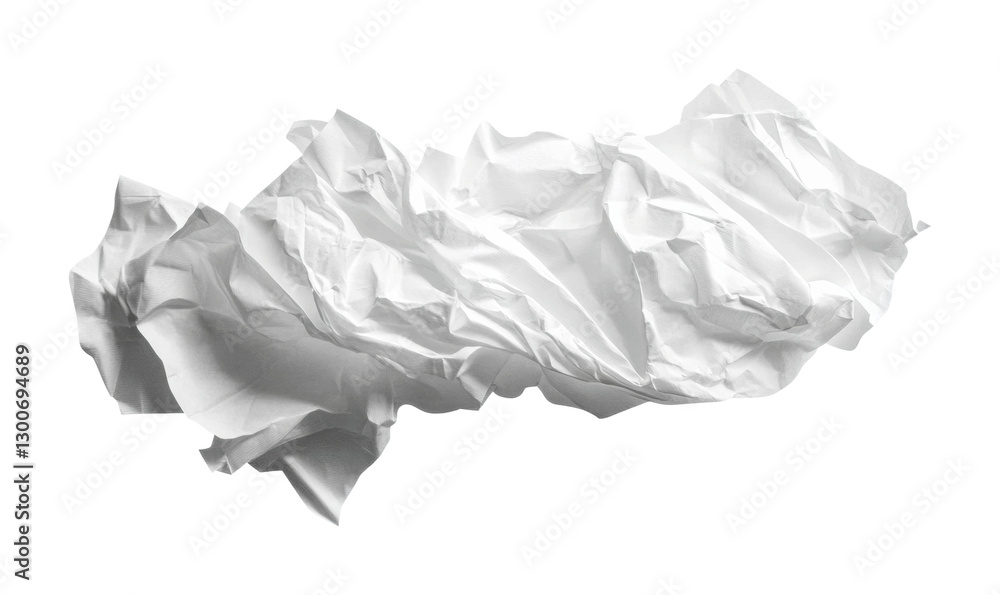 Textured crumpled white paper creating a dynamic appearance in design projects suitable for backgrounds or artistic presentations, cut out Textured crumpled white paper creating a dynamic appearance in design projects suitable for backgrounds or artistic presentations, cut out
