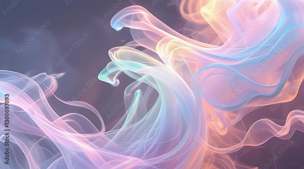 Obraz premium Dreamy Iridescent Smoke Abstract with Fluid Swirling Motion and Soft Pastel Glow in a Mystical and Atmospheric Design