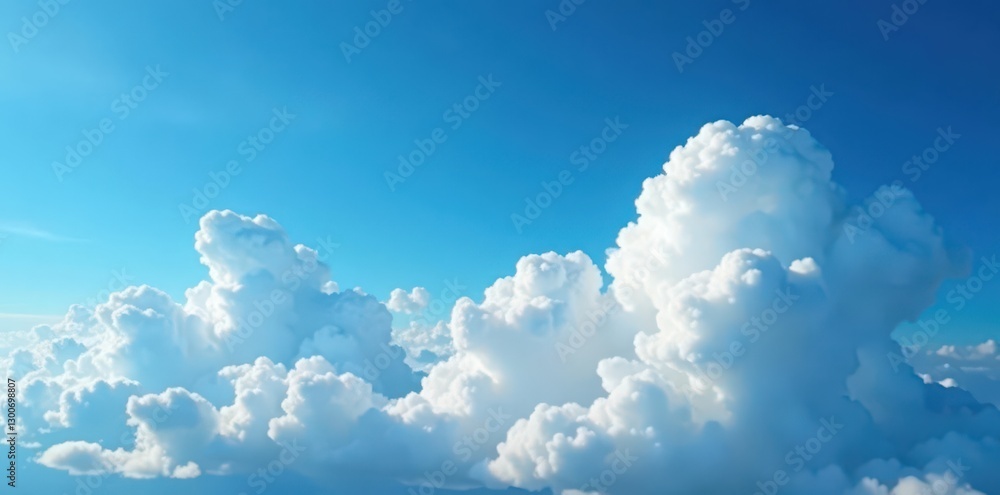 Dense cumulus clouds against a deep azure sky, sunlight illuminating their tops , free, blue Dense cumulus clouds against a deep azure sky, sunlight illuminating their tops , free, blue