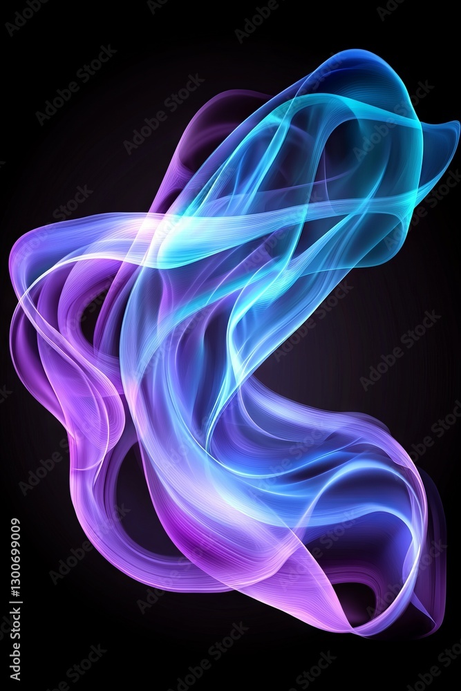 Abstract vibrant glowing swirling shapes on black background Abstract vibrant glowing swirling shapes on black background