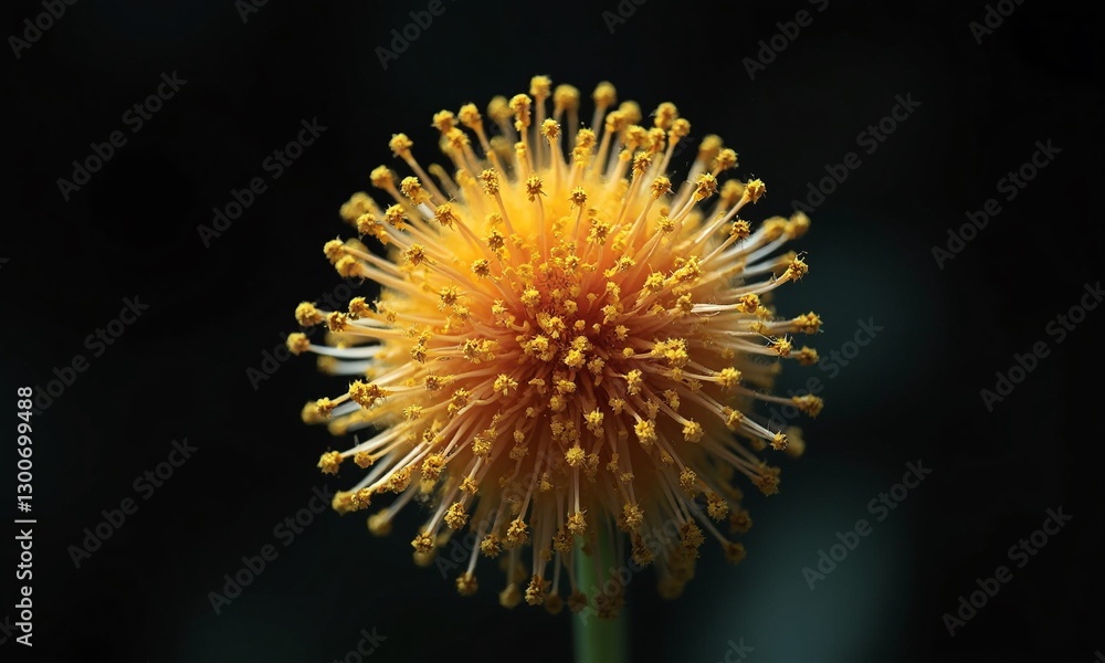 Macro photography of spring pollen on black background, extreme detail Macro photography of spring pollen on black background, extreme detail