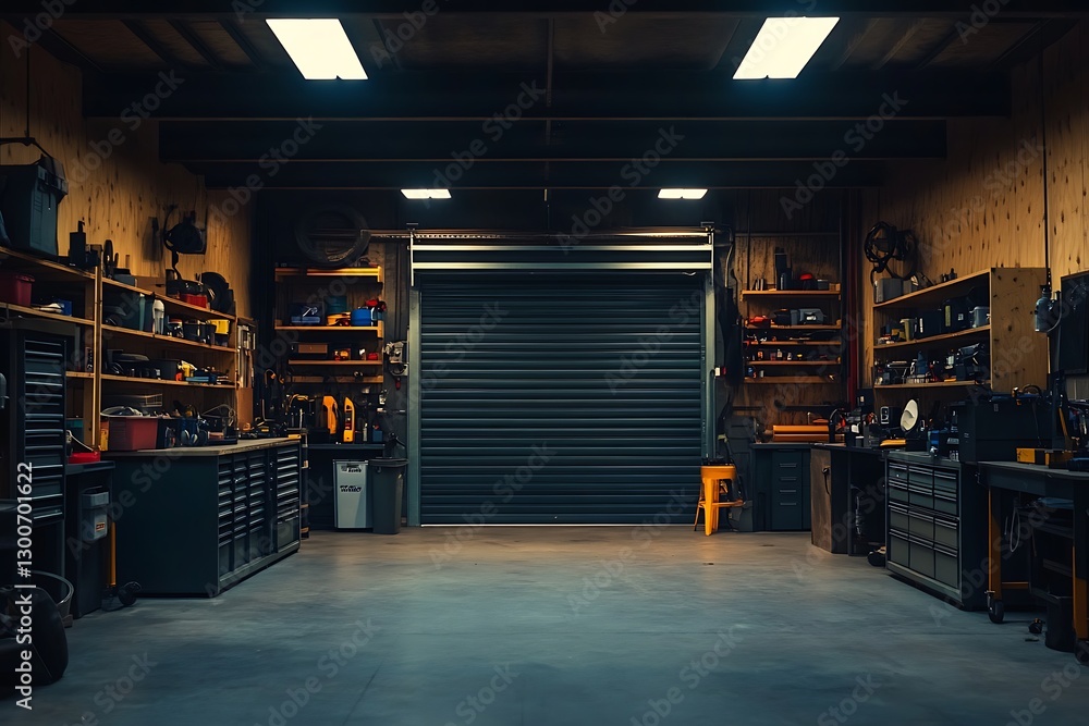 Organized workshop garage interior Organized workshop garage interior