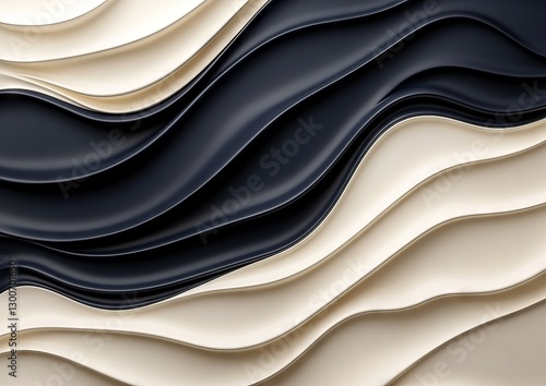 Abstract wavy layers, black and cream photo