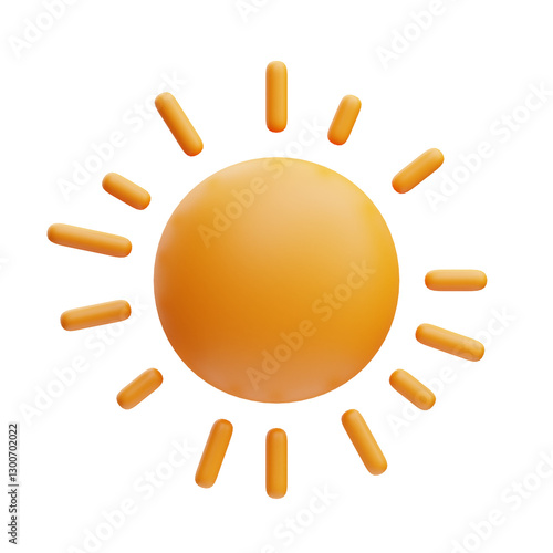 PNG 3D sun icon isolated on a white background