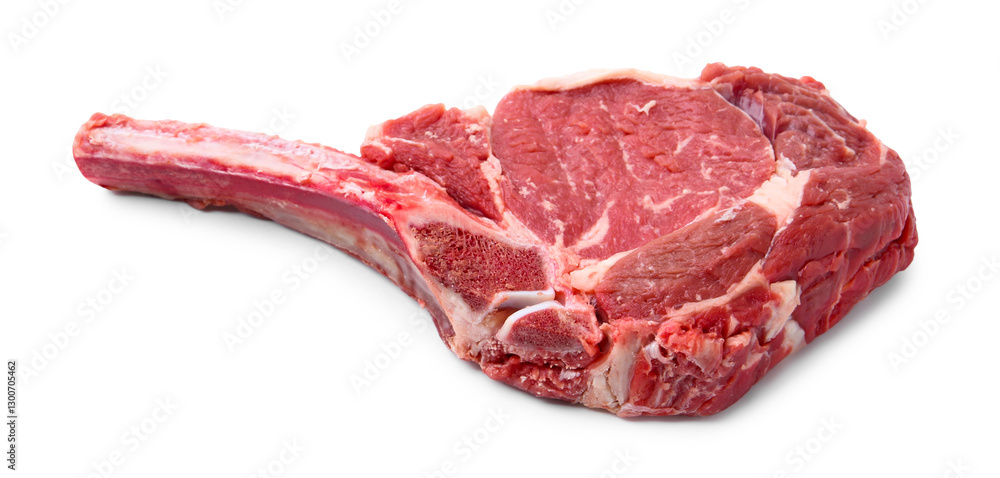Fototapeta premium One raw beef steak isolated on white