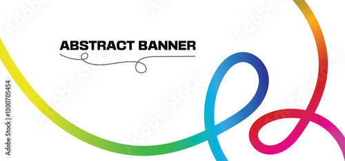 Colorful Abstract Banner: Dynamic and vibrant abstract banner design, featuring fluid, intertwined ribbons of rainbow colors, creating a modern and eye-catching graphic. 