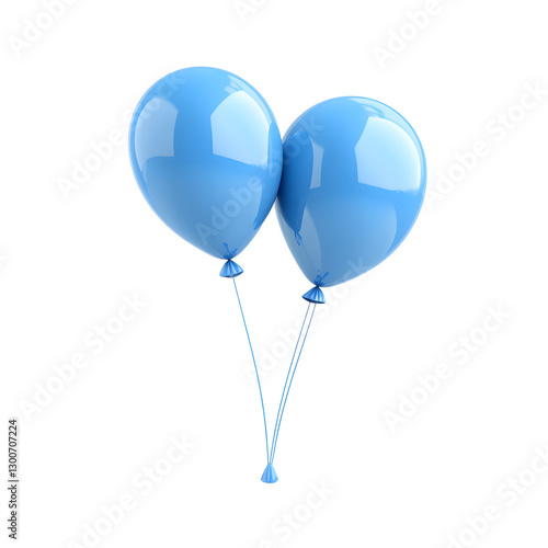 Two vibrant blue balloons, isolated on transparent background