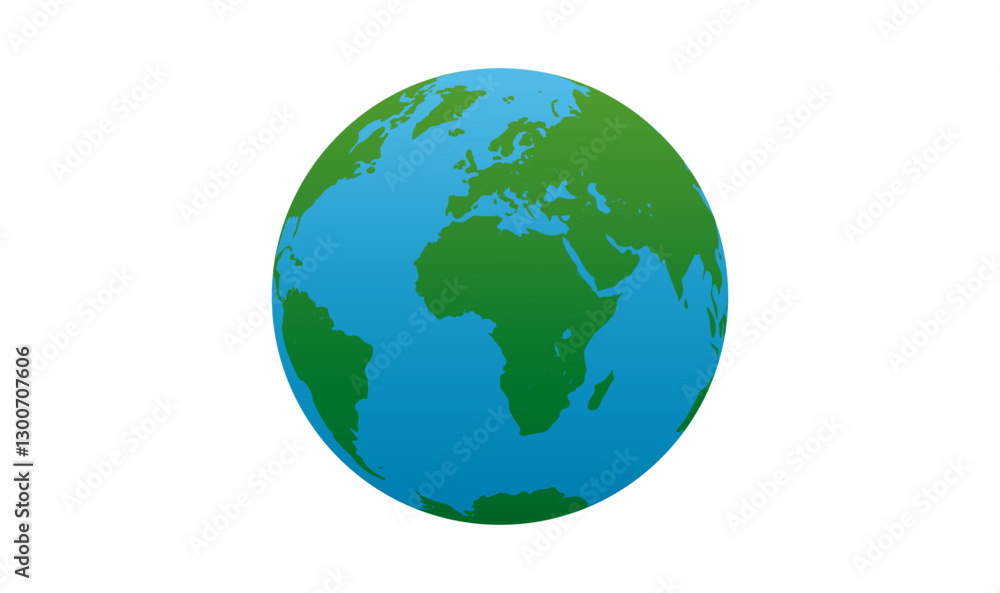 Vector Globe Illustration – Earth Planet with Green Continents & Blue Oceans Vector Globe Illustration – Earth Planet with Green Continents & Blue Oceans