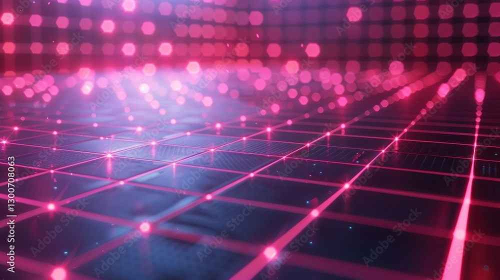 Abstract grid background with pink bokeh lights. Abstract grid background with pink bokeh lights.