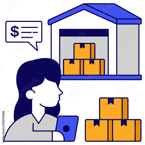 Flat design icon of warehouse