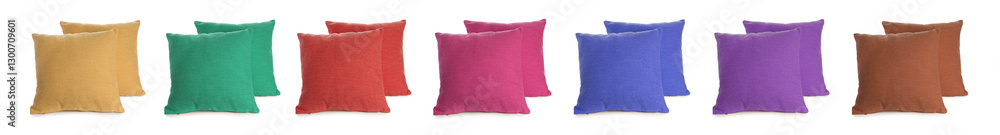 PIllows in different colors isolated on white, set PIllows in different colors isolated on white, set