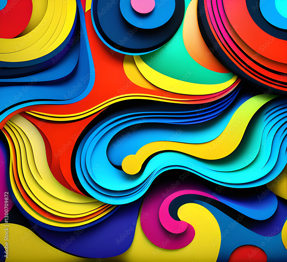 This colorful illustration features vibrant abstract layers that flow and swirl gracefully across a serene blue background, creating a dynamic and engaging visual element.generative ai This colorful illustration features vibrant abstract layers that flow and swirl gracefully across a serene blue background, creating a dynamic and engaging visual element.generative ai