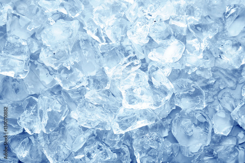 Pieces of crushed ice as background, top view