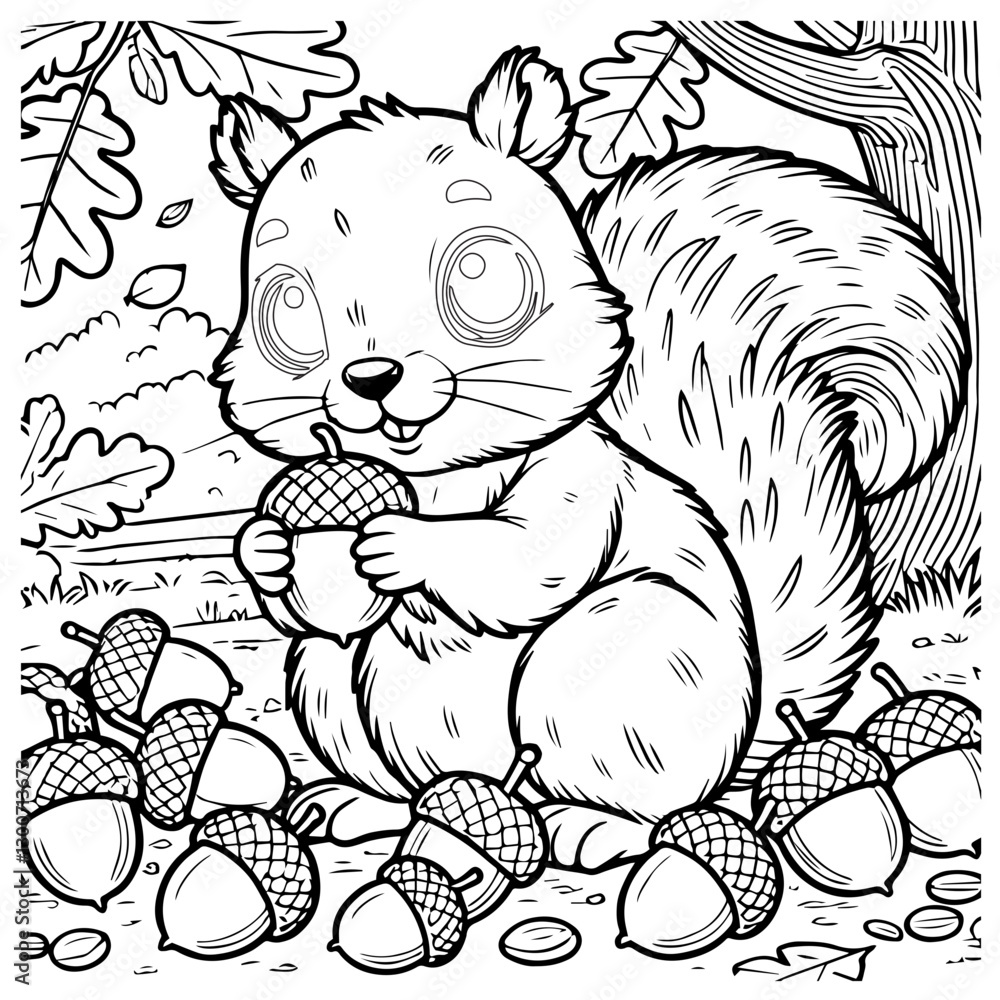 Obraz premium squirrel with acorn vector