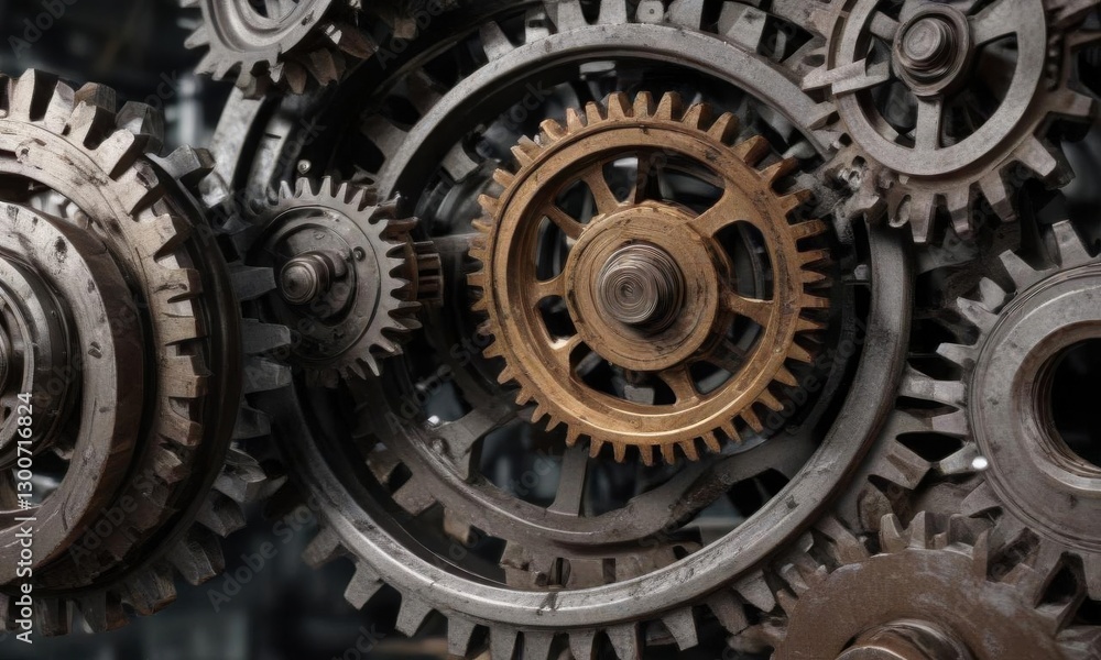 Industrial elements like gears and cogs integrated with natural textures, abstract modernism, organic Industrial elements like gears and cogs integrated with natural textures, abstract modernism, organic
