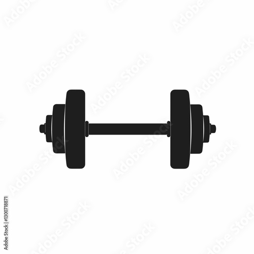 Simple black silhouette of a dumbbell