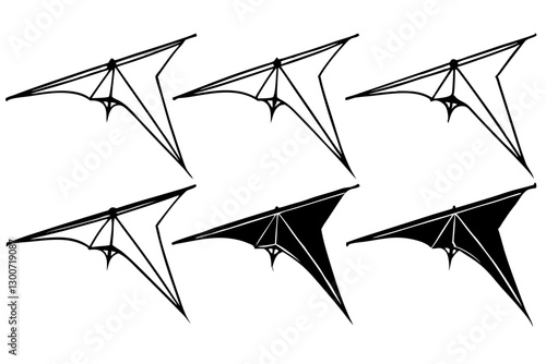 set of Hang glider  Silhouette vector illustration