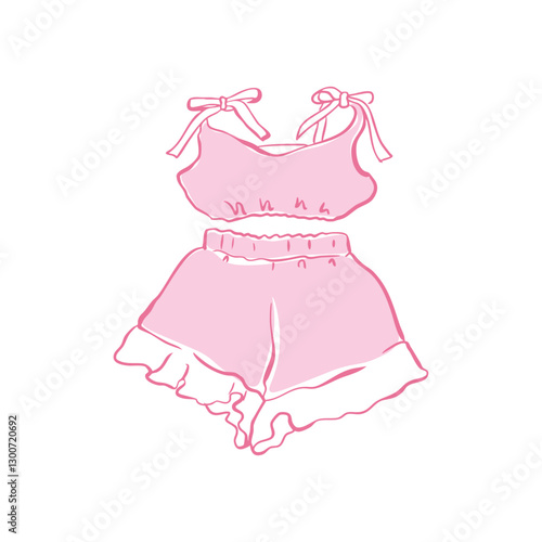 Hand drawn pink sleepwear  bridesmaid PJs clip art, Bachelorette Party clip art