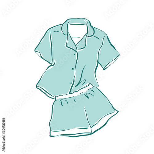 Hand drawn pajama bachelorette party vector, sketch sleepwear line art