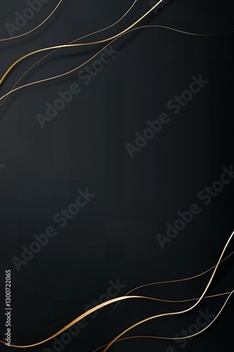 Elegant Dark Background with Golden Wavy Lines Abstract Design for Luxury Branding