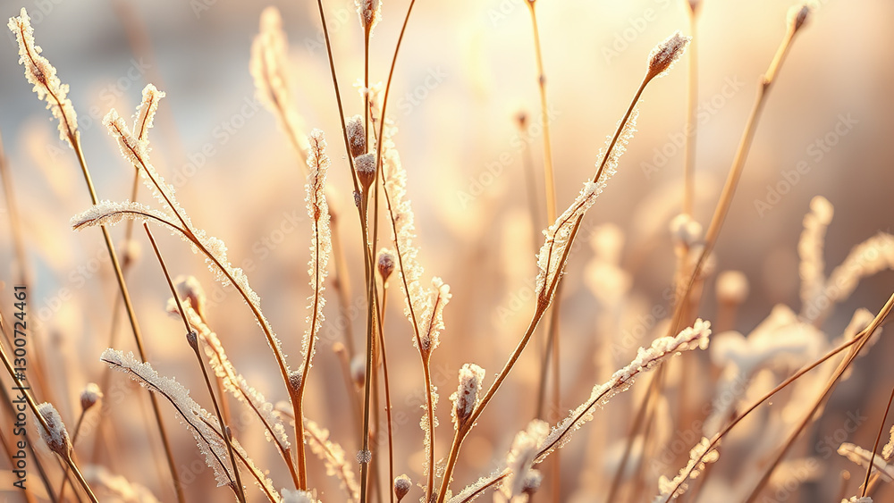 Fototapeta premium Winter's Delicate Embrace: Frosted Natural Filigree