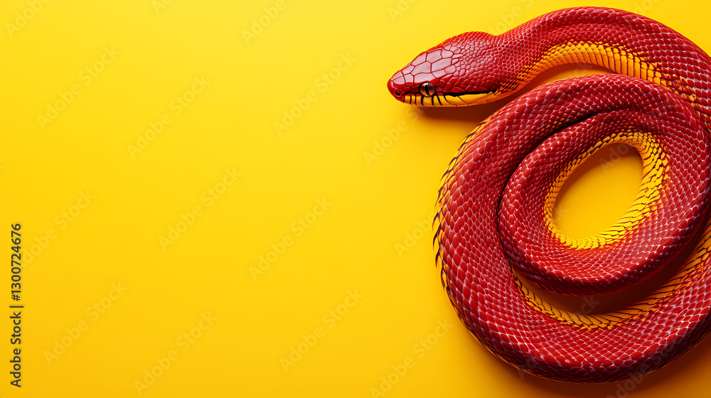 Red and Yellow Snake on Yellow Table Red and Yellow Snake on Yellow Table