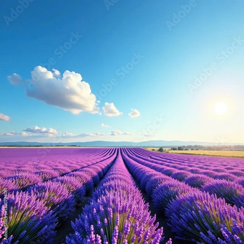 Vast purple lavender expanse  sun-drenched blooms   provance  texture