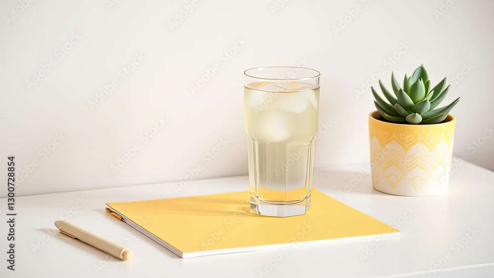Refreshing Iced Drink Succulent Plant Notepad Pen Refreshing Iced Drink Succulent Plant Notepad Pen
