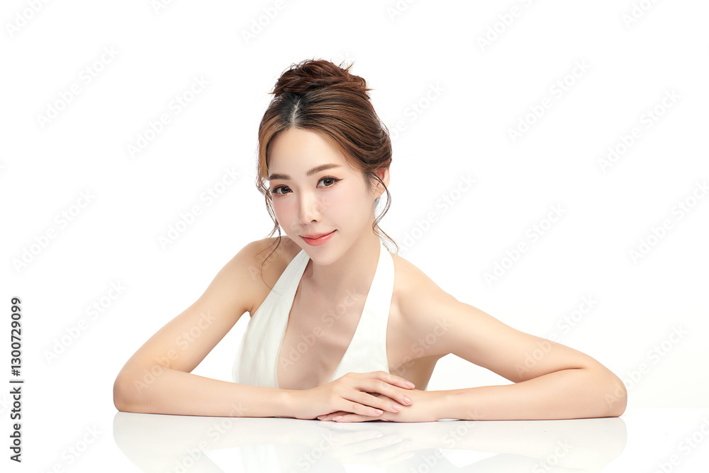 Beautiful young asian woman with clean fresh skin on white background, Face care, Facial treatment, Cosmetology, beauty and spa, Asian women portrait. Beautiful young asian woman with clean fresh skin on white background, Face care, Facial treatment, Cosmetology, beauty and spa, Asian women portrait.