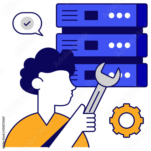 Db rack with gear, icon of server setting