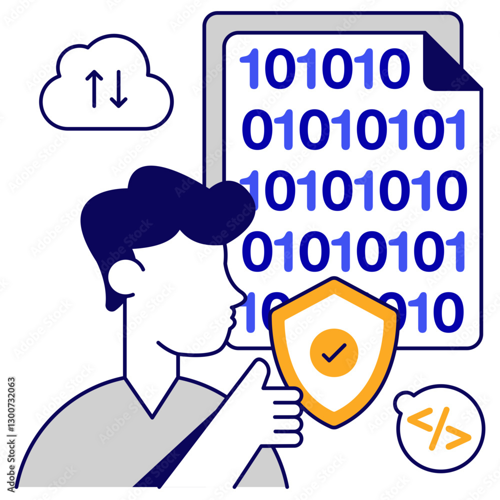 A premium download icon of secure binary data A premium download icon of secure binary data