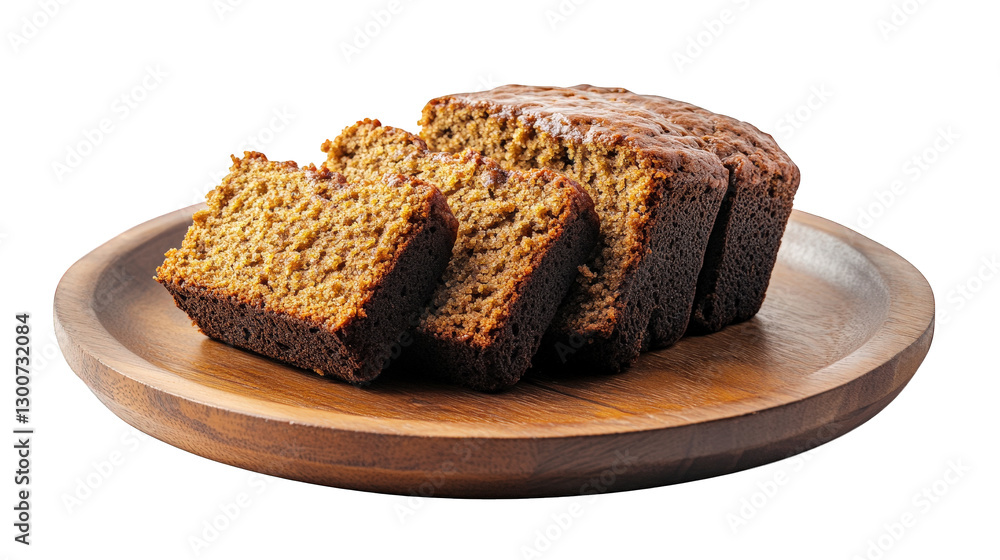 freshly baked loaf of bread. sliced and arranged on a wooden plate. highlighting its golden-brown crust and soft interior this presentation emphasizes its appeal as a delicious baked good. suitable fo freshly baked loaf of bread. sliced and arranged on a wooden plate. highlighting its golden-brown crust and soft interior this presentation emphasizes its appeal as a delicious baked good. suitable fo