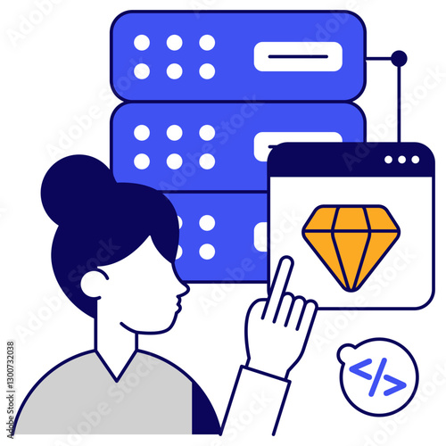 A flat icon design of precious server
